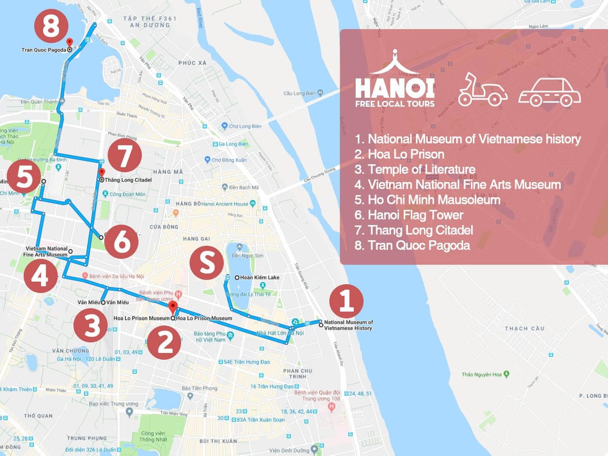 hanoi franču kvartālā pastaiga karte