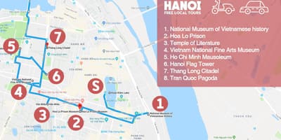Hanoi franču kvartālā pastaiga karte